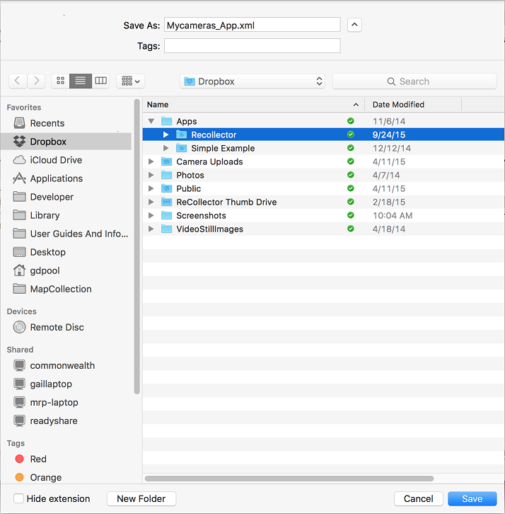 Export to Dropbox