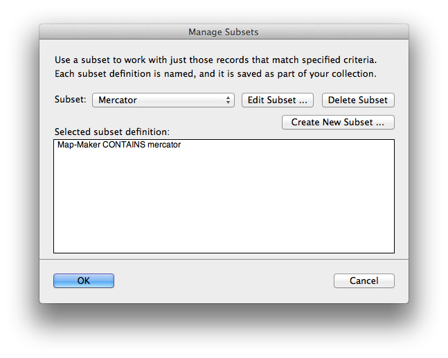 Manage Subsets dialog