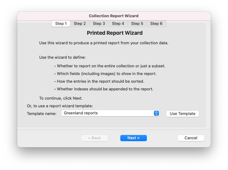 Report Wizard - Step 1
